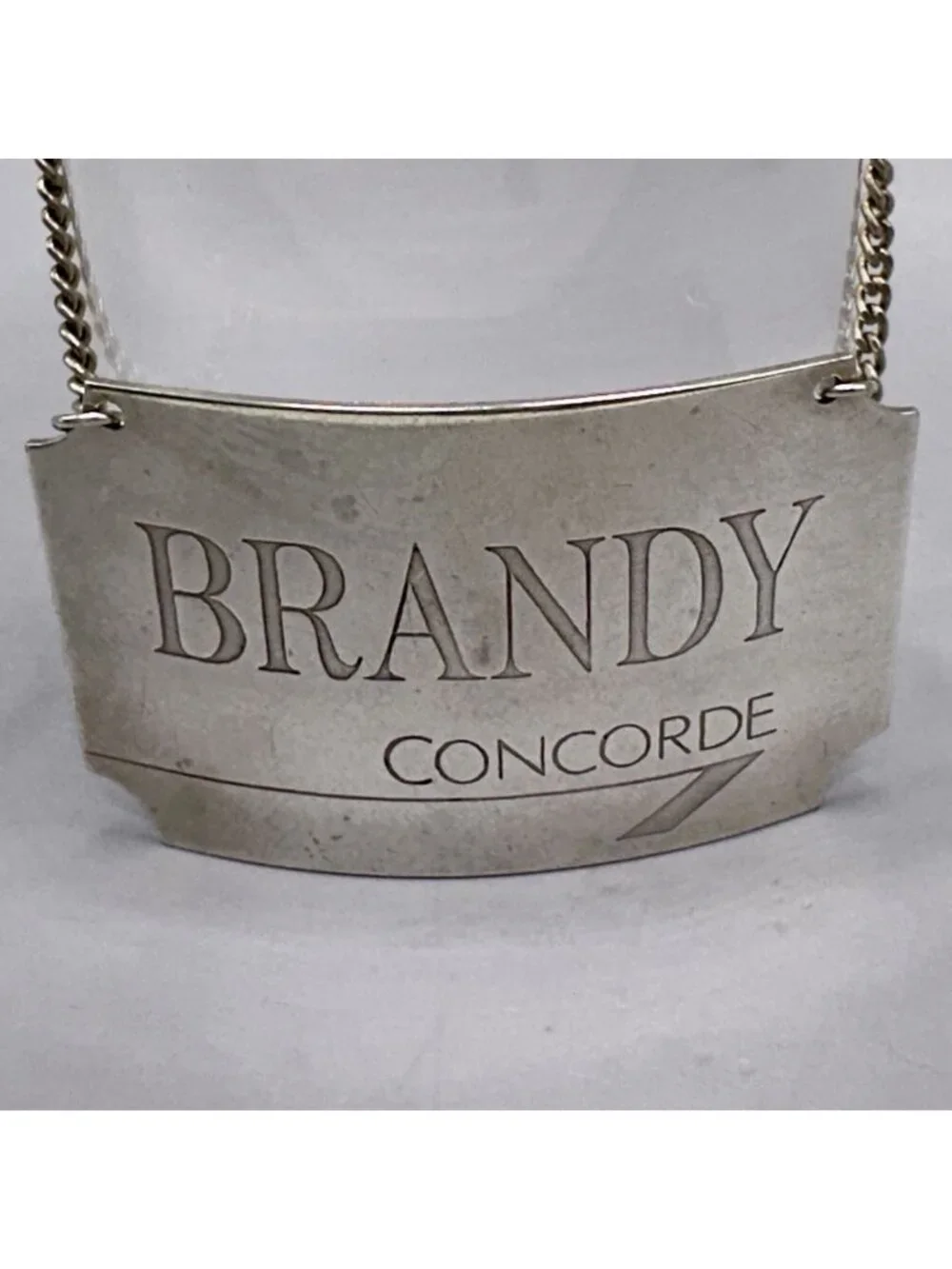 Concorde Brandy Decanter Label Tag British Airways Birmingham Sterling Silver
